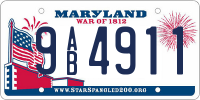 MD license plate 9AB4911