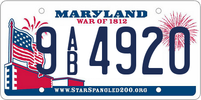 MD license plate 9AB4920