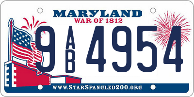 MD license plate 9AB4954