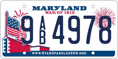 MD license plate 9AB4978