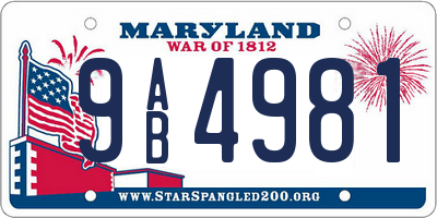 MD license plate 9AB4981