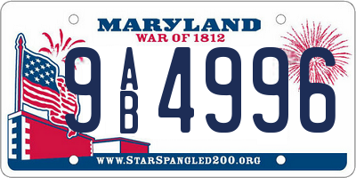 MD license plate 9AB4996
