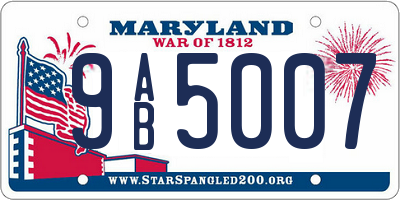 MD license plate 9AB5007
