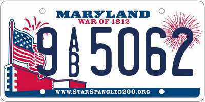 MD license plate 9AB5062
