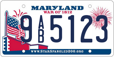 MD license plate 9AB5123