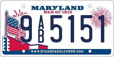 MD license plate 9AB5151