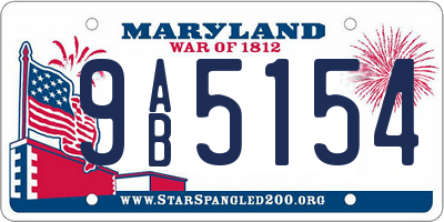 MD license plate 9AB5154