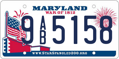MD license plate 9AB5158