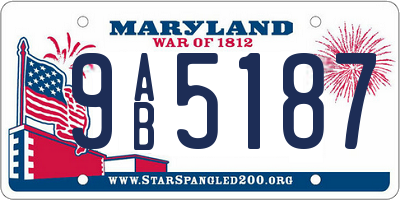 MD license plate 9AB5187