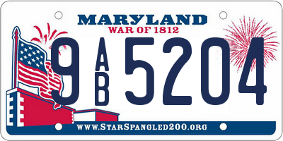MD license plate 9AB5204
