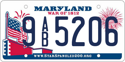 MD license plate 9AB5206