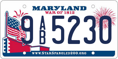 MD license plate 9AB5230