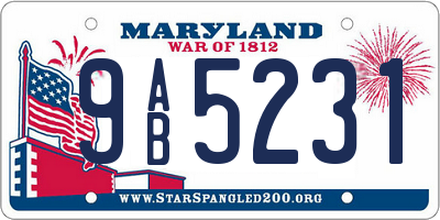 MD license plate 9AB5231