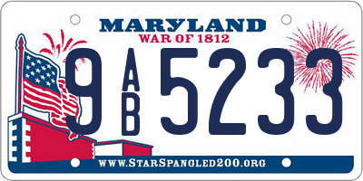 MD license plate 9AB5233