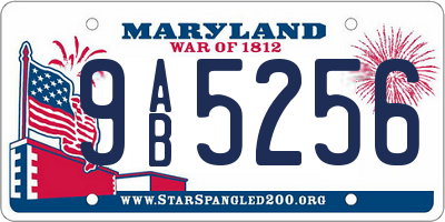 MD license plate 9AB5256