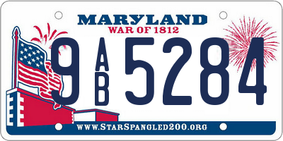 MD license plate 9AB5284