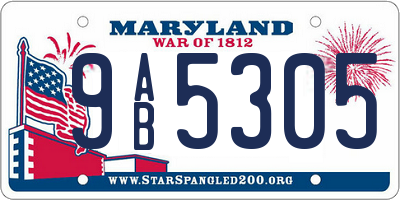 MD license plate 9AB5305