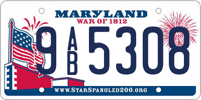 MD license plate 9AB5308