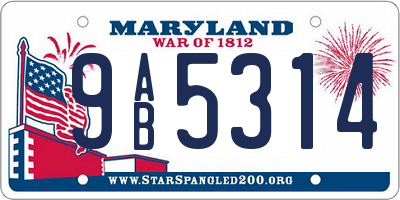 MD license plate 9AB5314