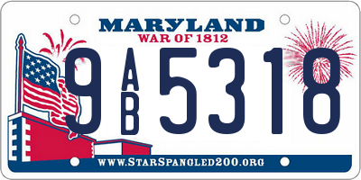 MD license plate 9AB5318