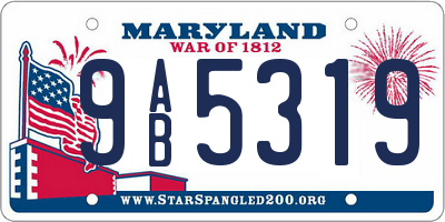 MD license plate 9AB5319