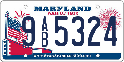 MD license plate 9AB5324