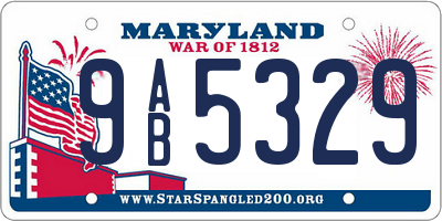 MD license plate 9AB5329