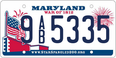 MD license plate 9AB5335