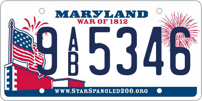 MD license plate 9AB5346