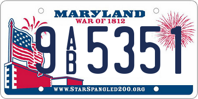MD license plate 9AB5351