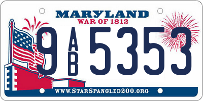 MD license plate 9AB5353