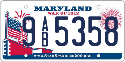 MD license plate 9AB5358