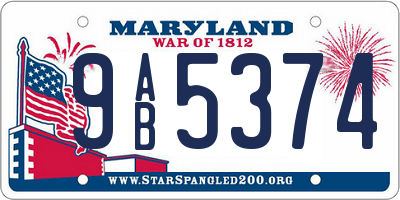MD license plate 9AB5374