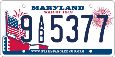 MD license plate 9AB5377
