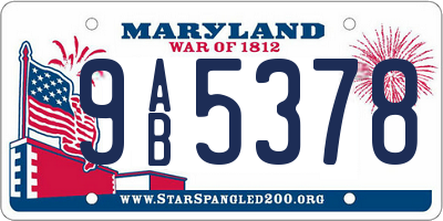 MD license plate 9AB5378