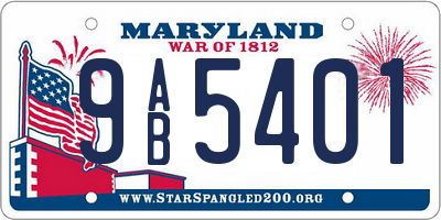 MD license plate 9AB5401