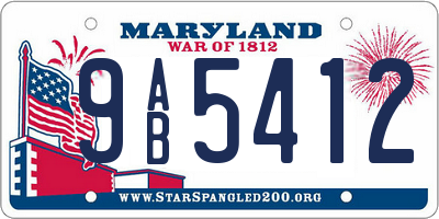 MD license plate 9AB5412