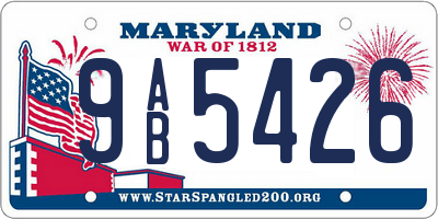 MD license plate 9AB5426