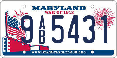 MD license plate 9AB5431