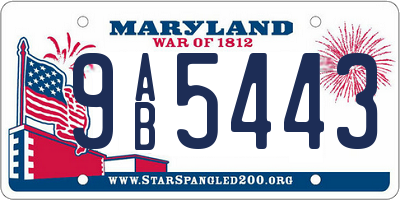 MD license plate 9AB5443