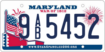 MD license plate 9AB5452