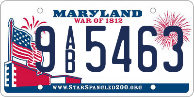 MD license plate 9AB5463