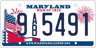 MD license plate 9AB5491
