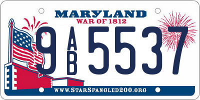 MD license plate 9AB5537