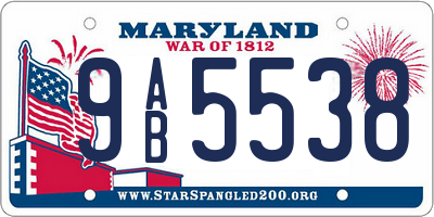 MD license plate 9AB5538