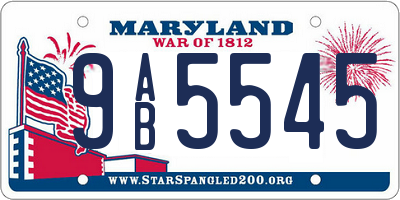 MD license plate 9AB5545