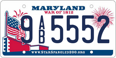 MD license plate 9AB5552