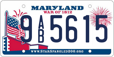 MD license plate 9AB5615