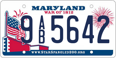 MD license plate 9AB5642