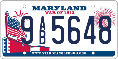 MD license plate 9AB5648